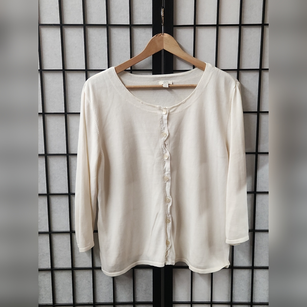 J.Jill. Long Sleeve Top. White. Large.